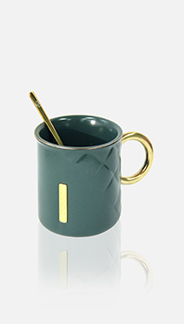 Organo green Ceramic Mug w/Spoon